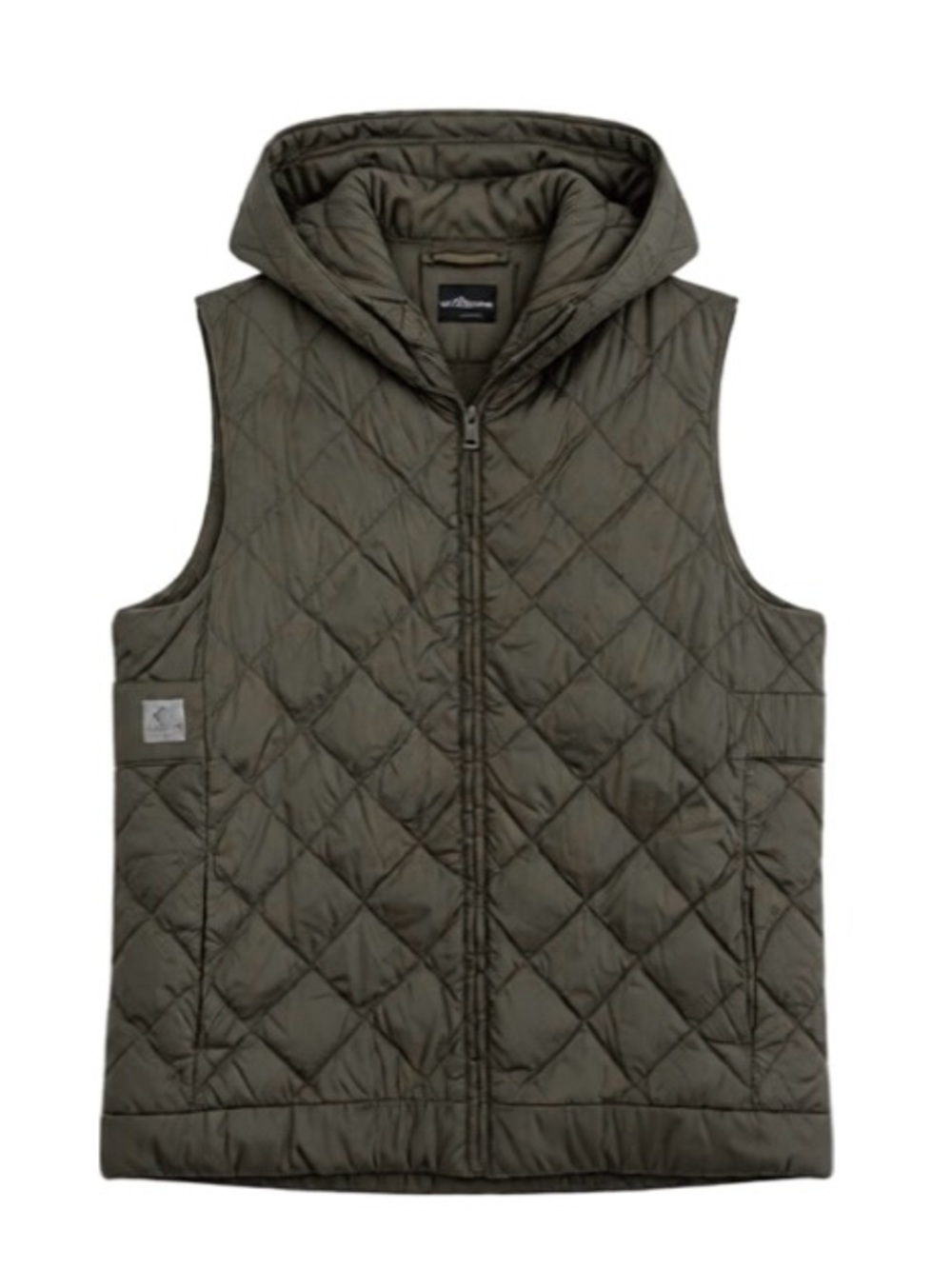 Max Mara The Cube Quilted Hooded Puffer Vest in Olive Green